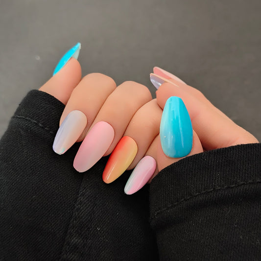 Multi-Color Ombre Press On Nails 2