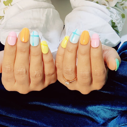 Multi Color Pestal Press On Nails 1