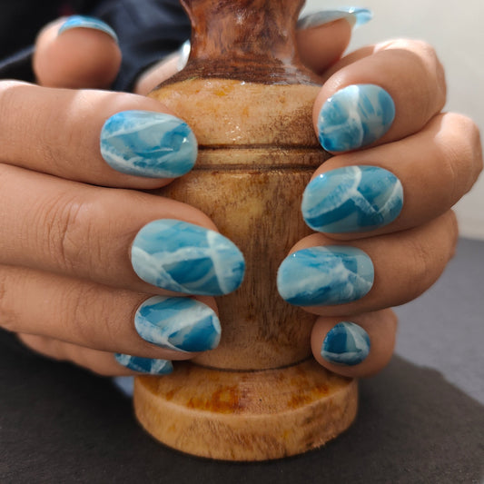 Sky Marble Press On Nails