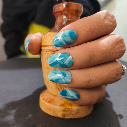 Sky Marble Press On Nails 1