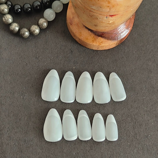 White French Press On Nails 1