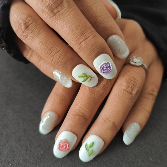 White Love Press On Nails