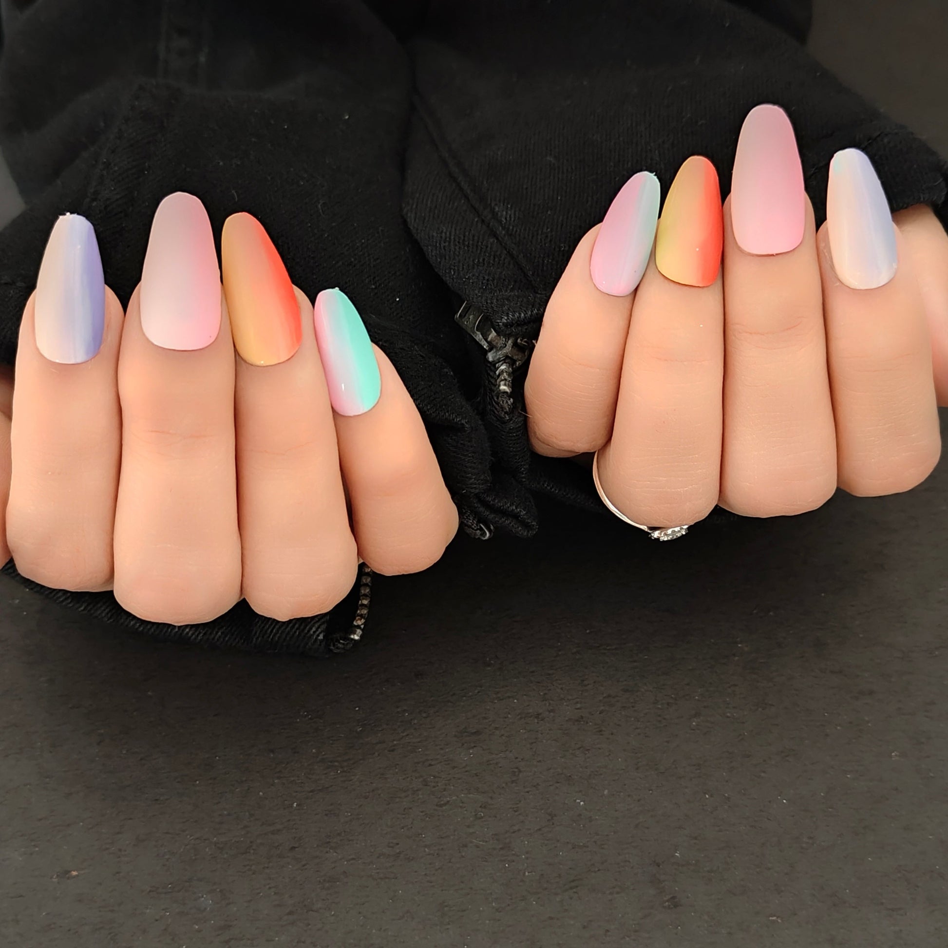 Multi-Color Ombre Press On Nails 1