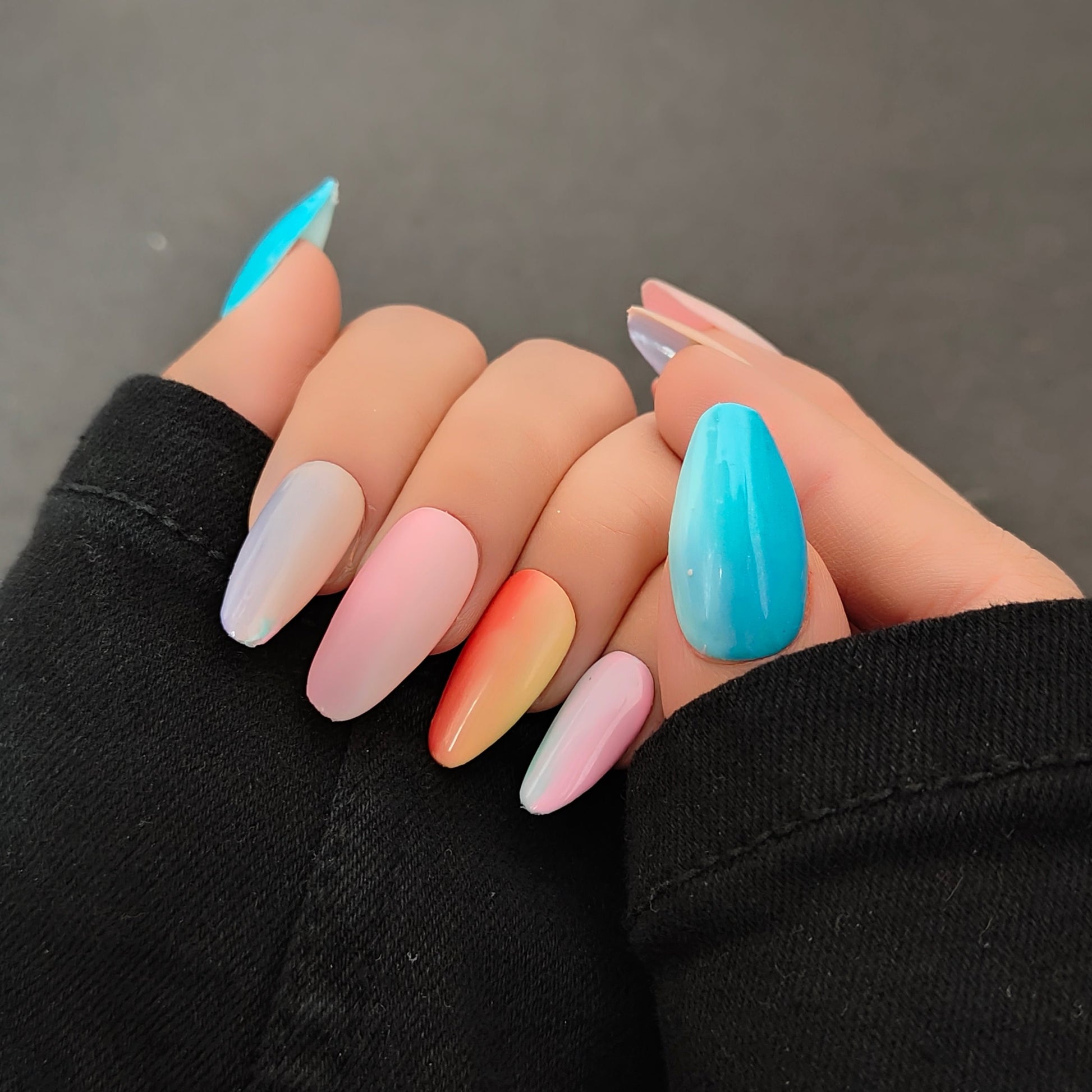 Multi-Color Ombre Press On Nails 2